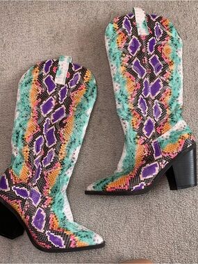 Women’s Multicolor Snakeskin Western Boots
